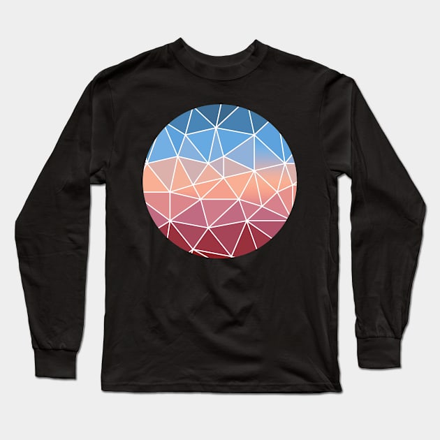 Pink rose blue sky abstract polygon multicolor pattern Long Sleeve T-Shirt by LiquidLine